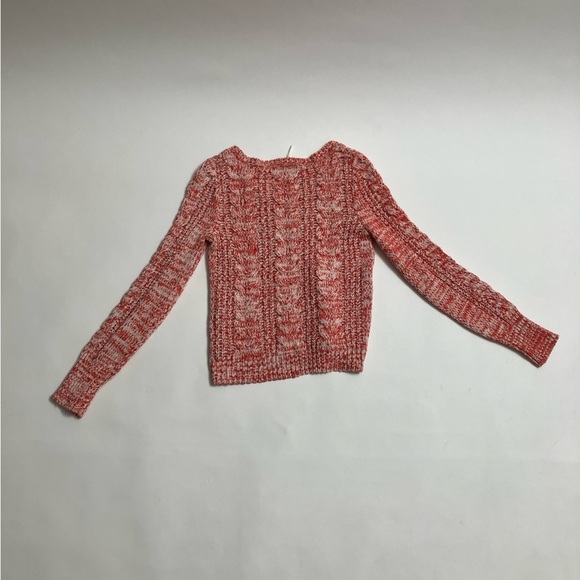 FREE PEOPLE slightly cropped orange and white sweater - Picture 6 of 6